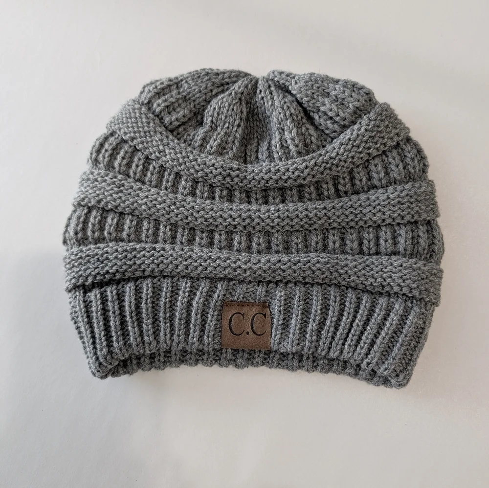 C.C Trendy Gray Warm Chunky Soft Stretch Cable Knit Skully Beanie Hats Cap